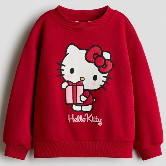 H&M Girls Hello Kitty Sanrio Red Holiday Present Sweatshirt Size 6x/7 NEW